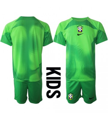 Brasilien Målvakt Borta Kläder Barn VM 2022 Kortärmad (+ Korta byxor)